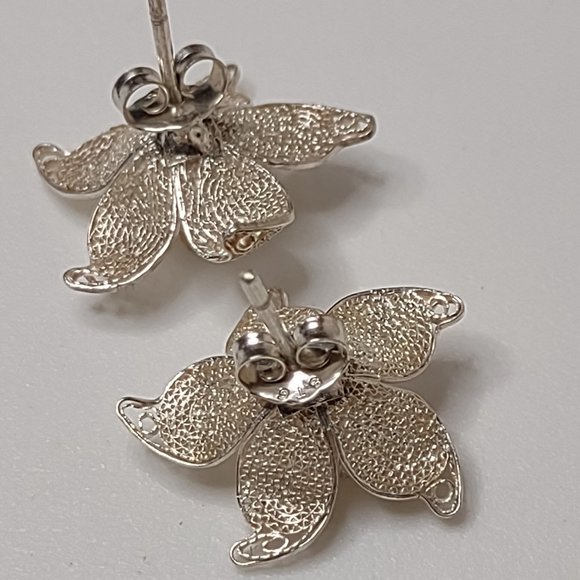 Lightweight Metal Mesh Filigree Flower Earrings - Picture 11 of 14